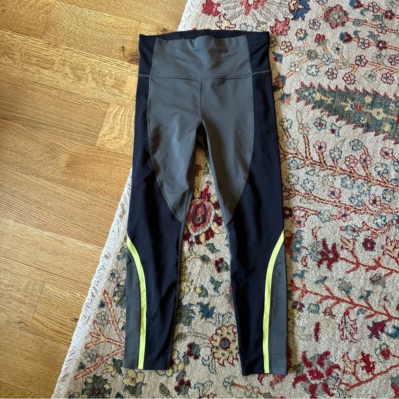 ATHLETA Spar Colorblock 7/8 Tights M black gray neon green - Picture 2 of 9
